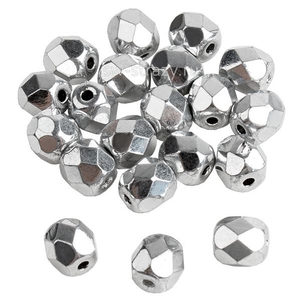 Бусины граненые Firepolished 5 мм Silver Metallic 02