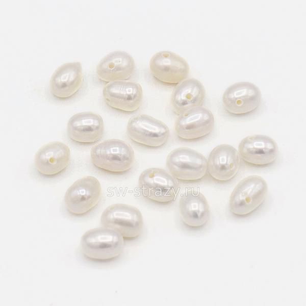 Жемчуг натуральный Яйцо, смещенное отверстие 6х5 мм кремовый