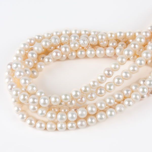 Жемчуг натуральный круглый d=6 мм кремовый