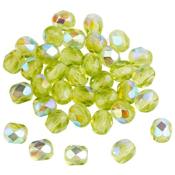 Бусины граненые Firepolished 4 мм оливковый АВ 81