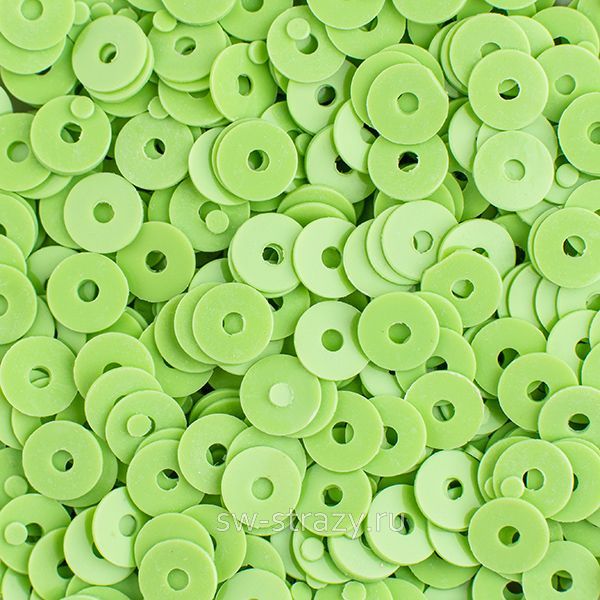 Пайетки плоские 4 мм салатовые (3гр)