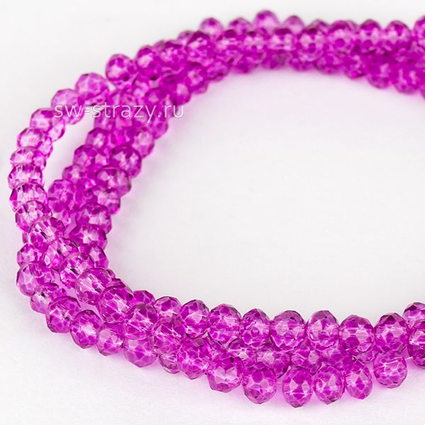 Бусины граненые Rondelle 2 мм фиолетовый (6\dyed), 1 нить