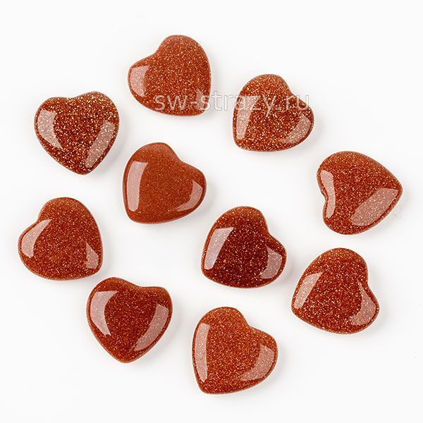 Бусина-сердце из авантюринового стекла 12х12мм*