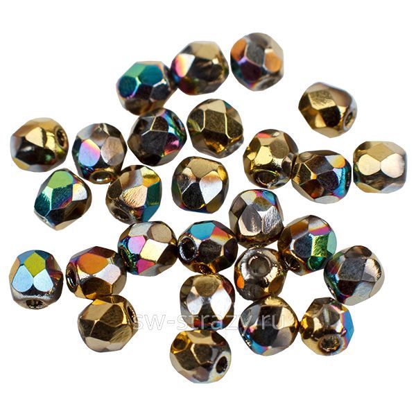 Бусины граненые Firepolished 3 мм зеленый ирис (115)