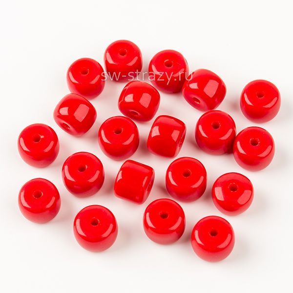 Бусины стеклянные 6,5х4 мм темно-красный*