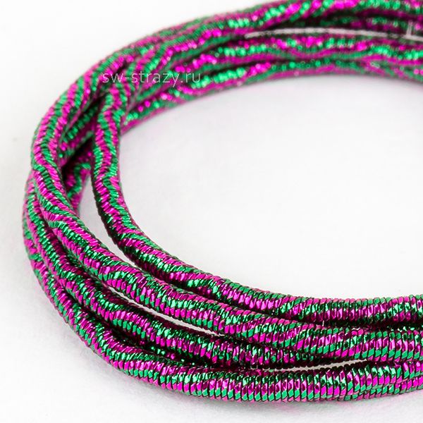 Канитель гладкая упругая Зеленая\лиловая 1,5мм (5гр)*