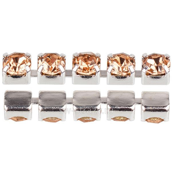 Стразовая цепь 2 мм  Vintage rose\silver