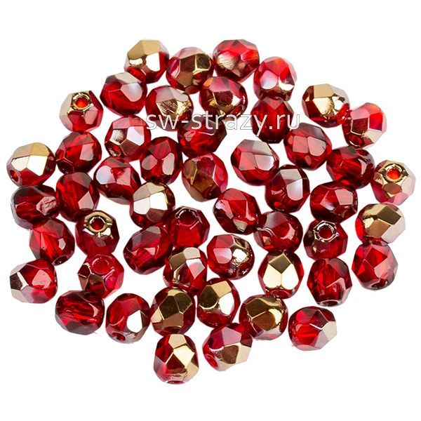 Бусины граненые Firepolished 3 мм  красные золотой глянец (zr90080) 141