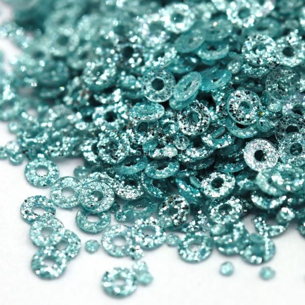 Пайетки плоские 2 мм голубой с глиттером (3гр)