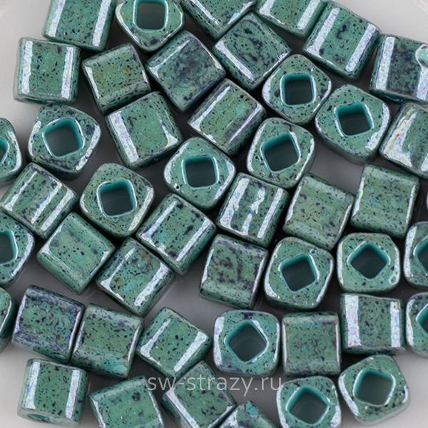 Бисер Cube 1,5 mm #1207 Мраморный непрозрачный бирюзово-голубой