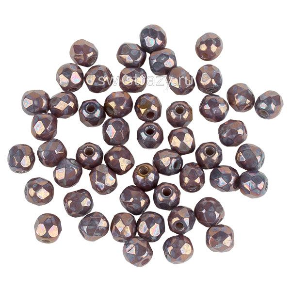 Бусины граненые Firepolished 3 мм дымчатый с золотом непрозрачный (43020-15001) 26