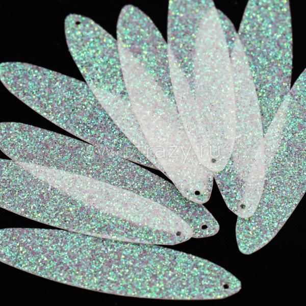 Пайетки-крылышки 40х10 мм прозрачные с АВ (10 шт)