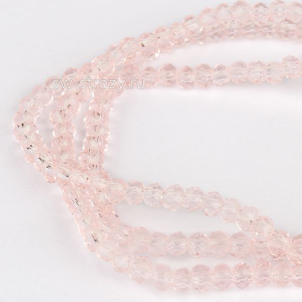 Бусины граненые Rondelle 3 мм розовый (1dyed), 1 нить