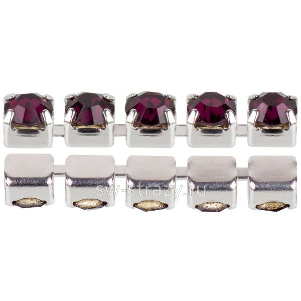 Стразовая цепь 2 мм  Amethyst\silver