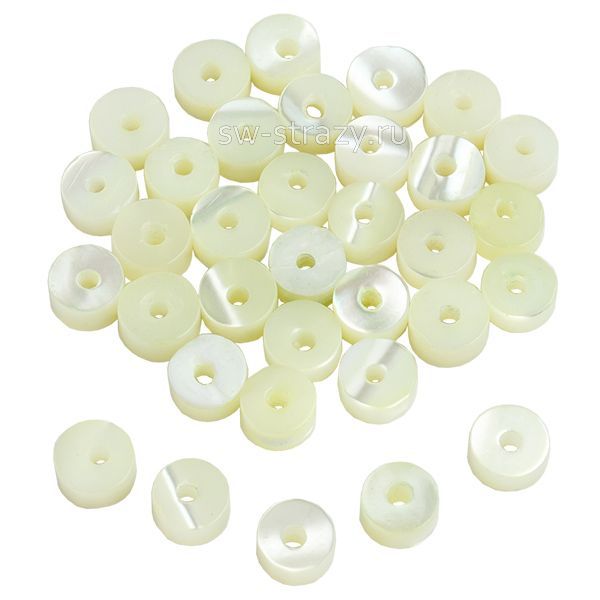 Бусина-таблетка из перламутра 4 мм светло-салатовая*