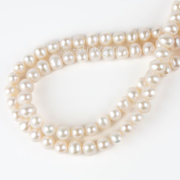 Жемчуг натуральный барочный овал 7х6 мм кремовый