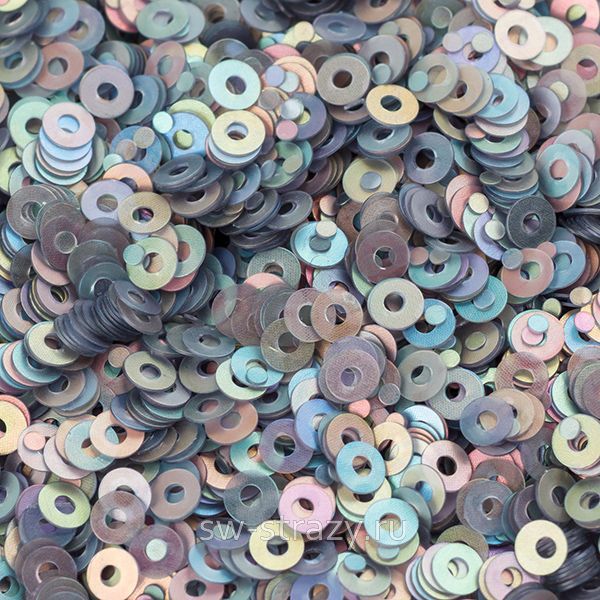 Пайетки плоские 2 мм matte black gray (3гр)