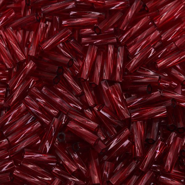 Twisted Bugle 2х6 mm 1716 DYED TRANSPARENT CRANBERRY