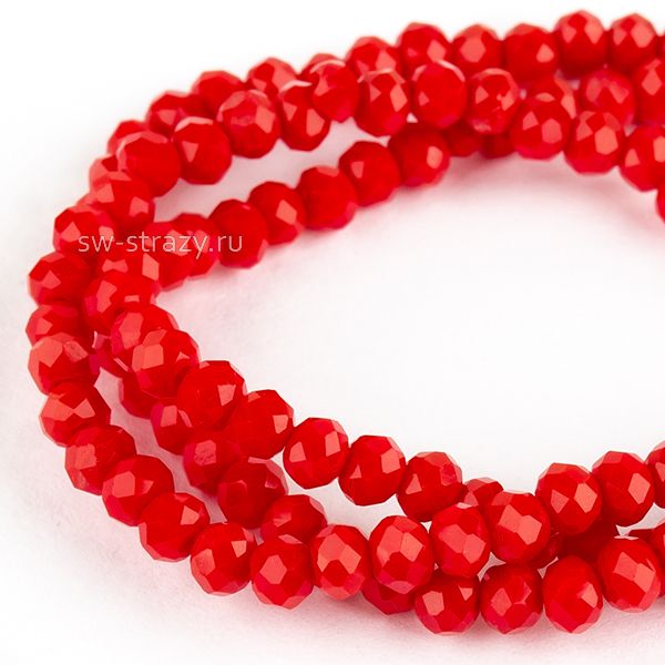 Бусины граненые Rondelle 3 мм красные (№70), 1 нить
