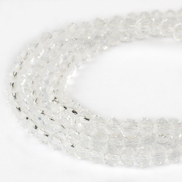 Бусины граненые Rondelle 3 мм прозрачные (1) , 1 нить