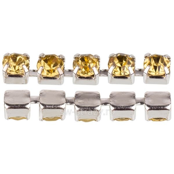 Стразовая цепь 2 мм  Jonquil\silver