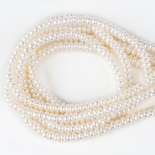 Жемчуг натуральный барочный 5х2 мм белый