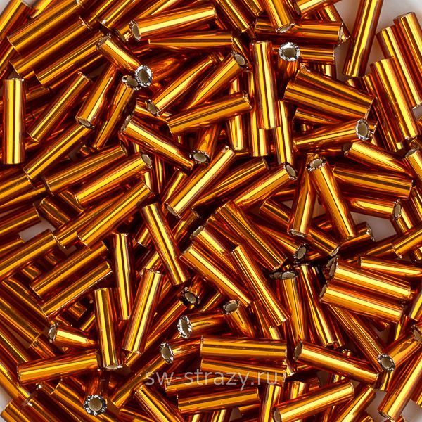 Стеклярус 6x1,7 mm 0005 Dark Topaz Silver Lined