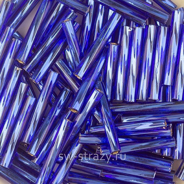 Twisted Bugle 2х12 mm 20 TRANSPARENT SILVERLINED COBALT BLUE