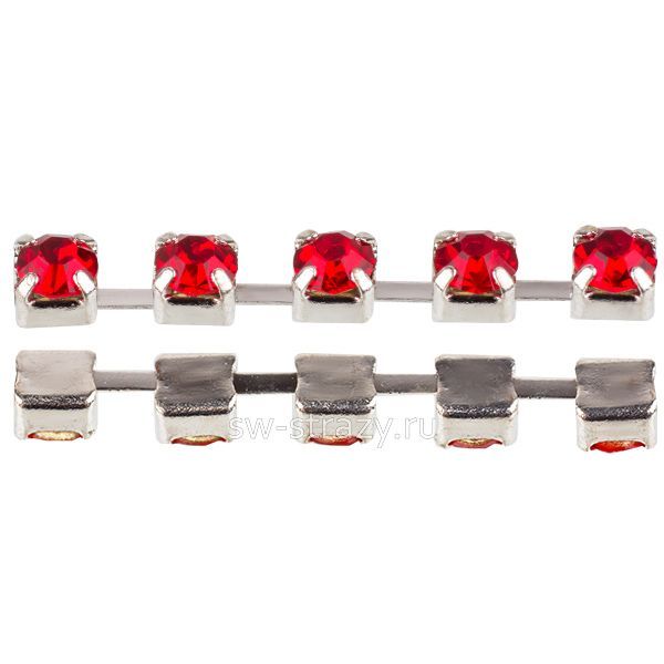 Стразовая цепь 2.7 мм  Light siam\silver