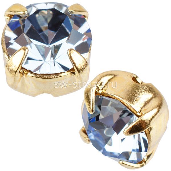 Шатоны в оправе ss 29 Light Sapphire/Gold